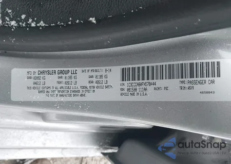 2015 Chrysler 200 Limited from USA, damaged, VIN 1C3CCCAB0FN578444